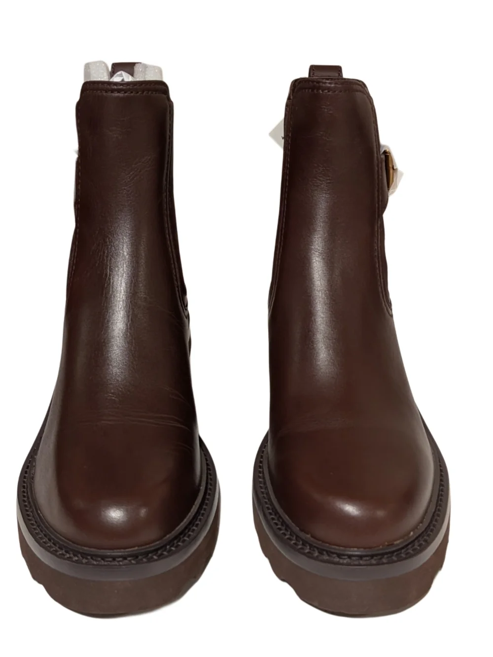 Cole Haan Brown Leather Chelsea Booties with Buckle Detail - Picture 8 of 10